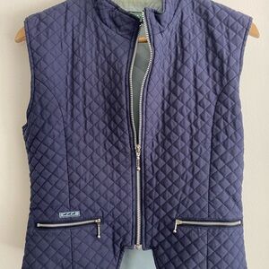 Equestrian quilted navy riding vest.